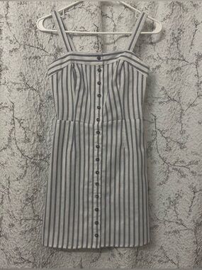 Ivy + Main Blue and White Striped Button-Front Mini Dress